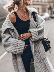 Mia | Women's Oversized Chunky Rib-Knit Longline Lapel Cardigan 3