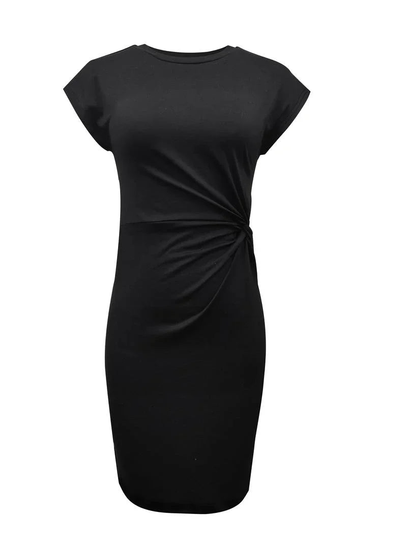 Michelle Black Midi Dress With Twisted Front