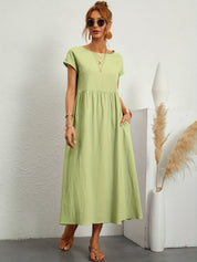 Falling Maxi Dress with Short Sleeves and Pockets