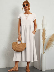 Falling Maxi Dress with Short Sleeves and Pockets