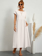Falling Maxi Dress with Short Sleeves and Pockets
