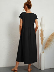 Falling Maxi Dress with Short Sleeves and Pockets