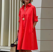 Misty Dress| Solid Color Long Sleeve Button-Down Polo Dress