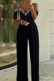 Dames Feestelijke Jumpsuit met Strassrand en Open Schouders