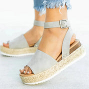 Mylene Sandals | Espadrille Sole Adjustable Ankle Strap Platform Sandals