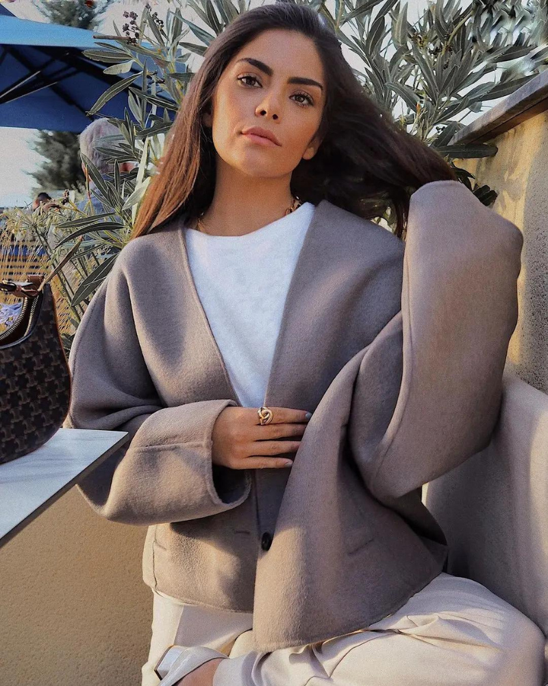 Oversized Wollen Blazer Voor Dames Met V Hals En Relaxte Pasvorm