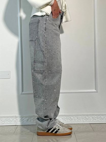Glitter Baggy Jeans Vrouwen met High Waist