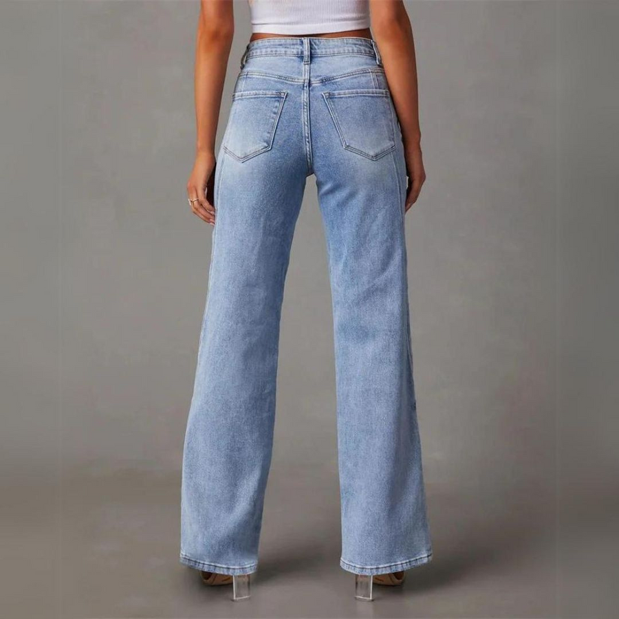 High Waist Denim Jeans voor vrouwen | Wide‑Leg