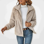 Teddy Jacket Women's Winter Soft Fleece with Zipper and High Collar