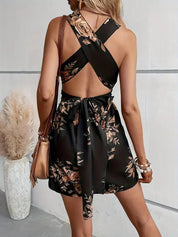 Nara Romper | Floral Print Cross Back Romper