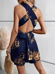 Nara Romper | Floral Print Cross Back Romper