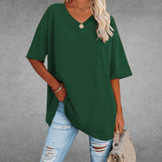Comfortable Oversized Cotton V-Neck T-Shirt for Women