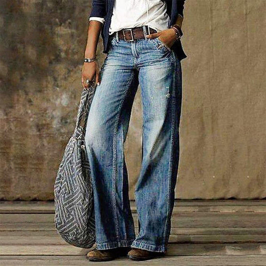 Vrouwen Hoge Taille Wide Leg Vintage Jeans