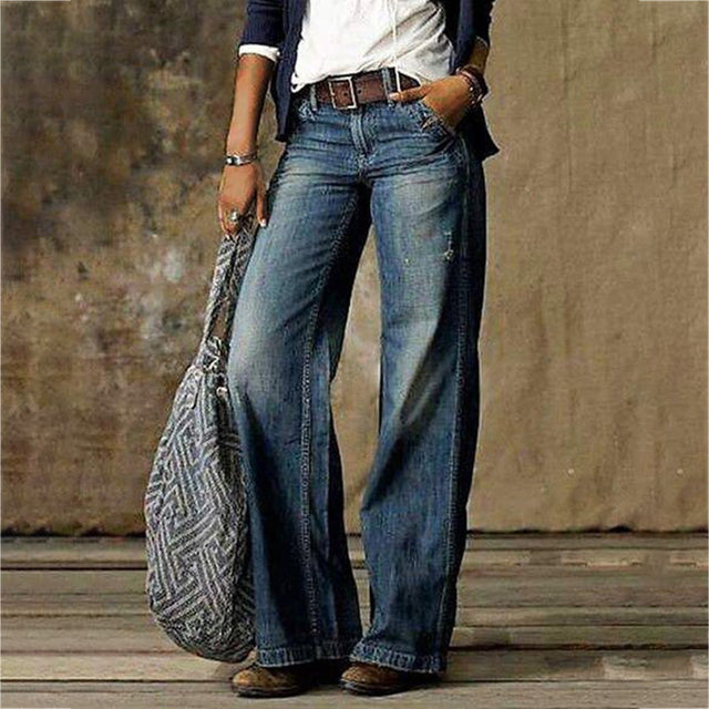 Vrouwen Hoge Taille Wide Leg Vintage Jeans