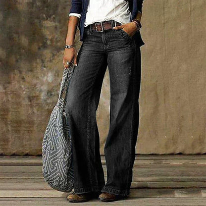 Vrouwen Hoge Taille Wide Leg Vintage Jeans