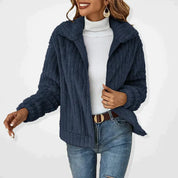Teddy Jacket Women's Winter Soft Fleece with Zipper and High Collar