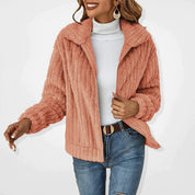 Teddy Jacket Women's Winter Soft Fleece with Zipper and High Collar