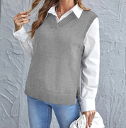 Gilet Spencer tricoté col en V pour femmes