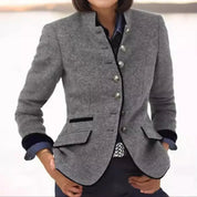 Wool Blazer with Contrast Trim for Women