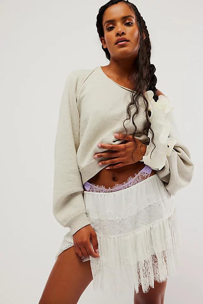 Oversized Gebreide dames Set met Mini Rok en Trui
