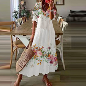 Robe maxi bohème à imprimé floral et col en V