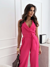 Festive Jumpsuit with Wide Legs and V-Neck for Women