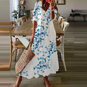 Robe maxi bohème à imprimé floral et col en V
