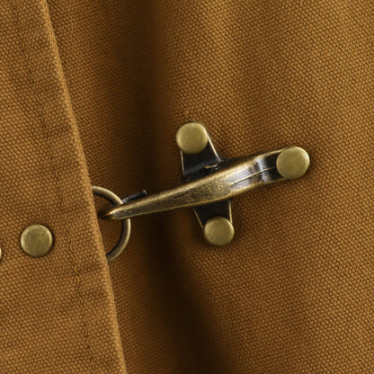 Bruine Vrouwen Winterjas met Houtje touwtje Sluiting en Grote Zakken