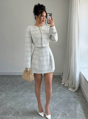 Dames Tweed Set Met Kort Jasje En Mini Jurk