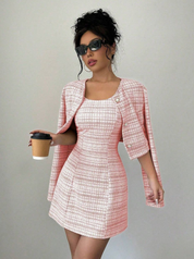 Dames Tweed Set Met Kort Jasje En Mini Jurk