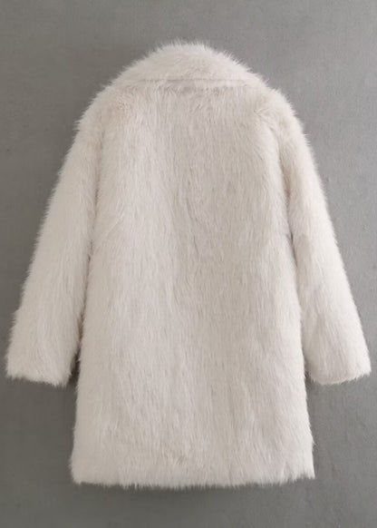 Stijlvolle Witte Korte Faux Fur Winterjas voor Dames