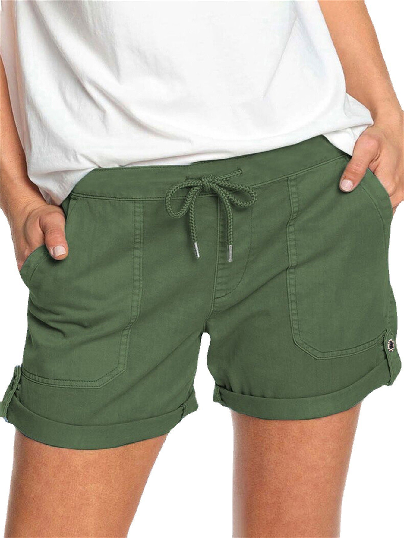 Shorts with Drawstring and Large Pockets for Women