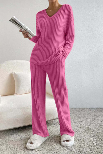 Comfortabele Ribgebreide Lounge Set voor Vrouwen