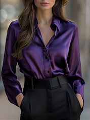 Luxury Satin Blouse with Long Sleeves for Women