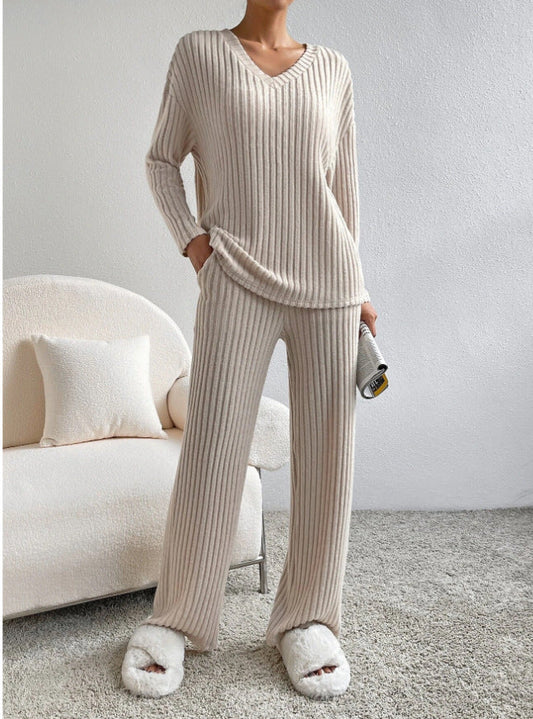 Comfortabele Ribgebreide Lounge Set voor Vrouwen