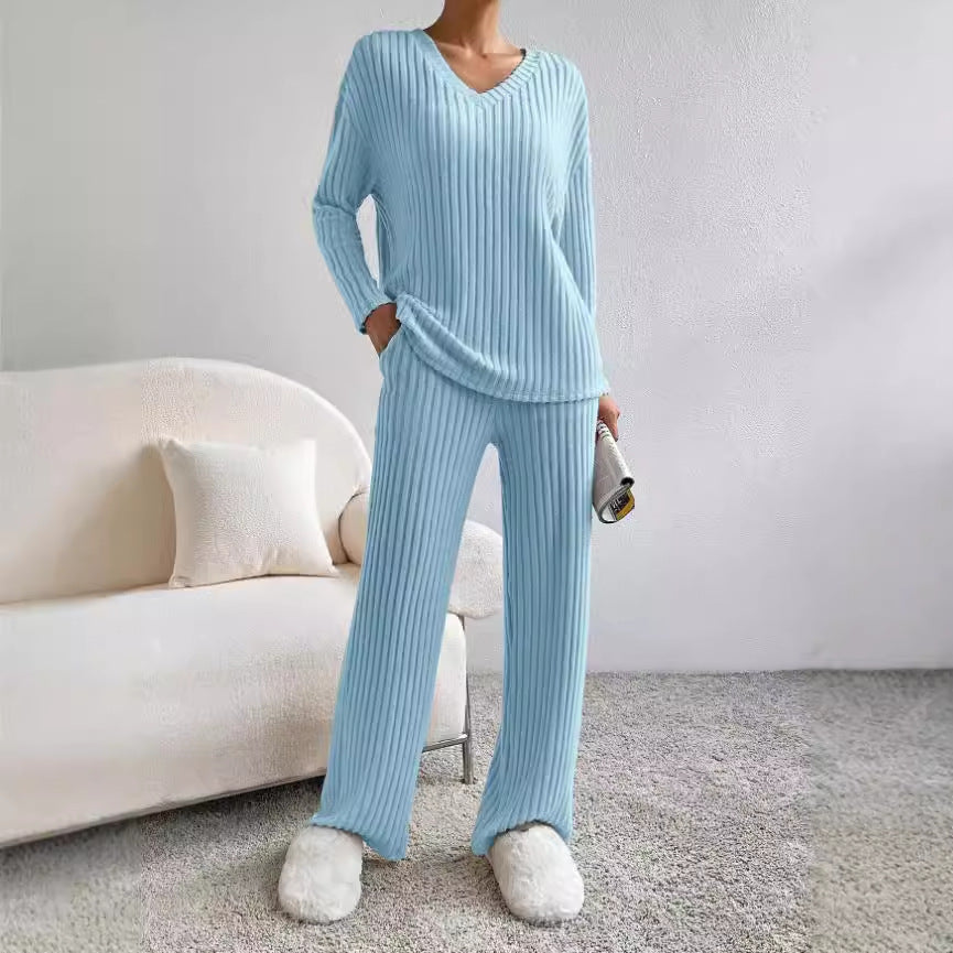 Comfortabele Ribgebreide Lounge Set voor Vrouwen