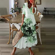 Robe maxi bohème à imprimé floral et col en V