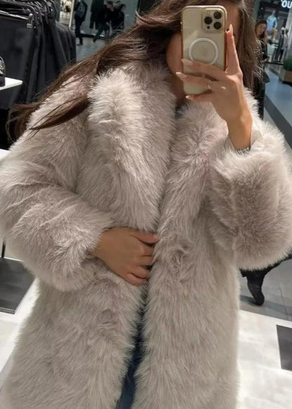 Stijlvolle Witte Korte Faux Fur Winterjas voor Dames