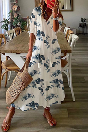 Robe maxi bohème à imprimé floral et col en V