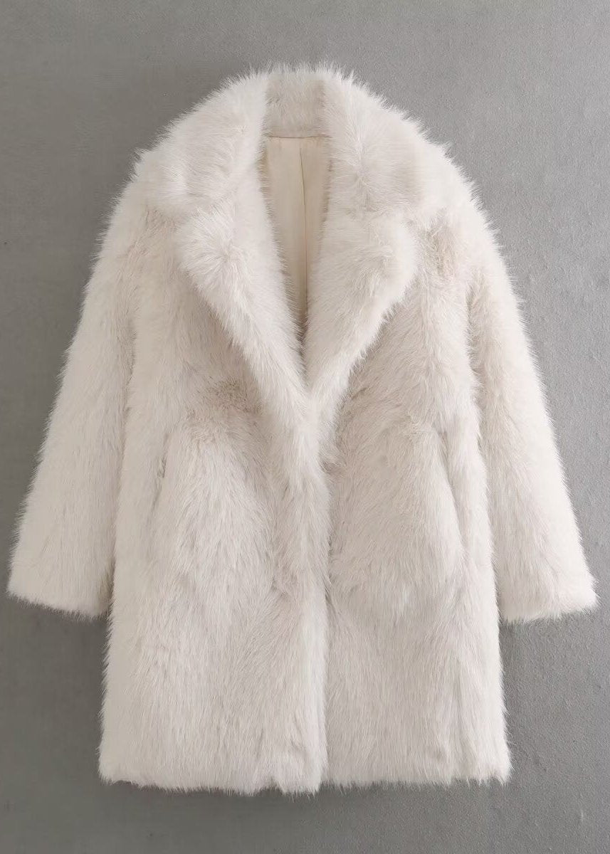 Stijlvolle Witte Korte Faux Fur Winterjas voor Dames