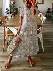 Robe maxi bohème à imprimé floral et col en V