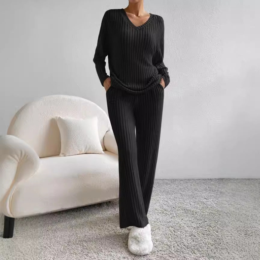 Comfortabele Ribgebreide Lounge Set voor Vrouwen
