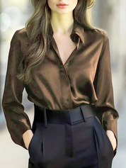 Luxury Satin Blouse with Long Sleeves for Women