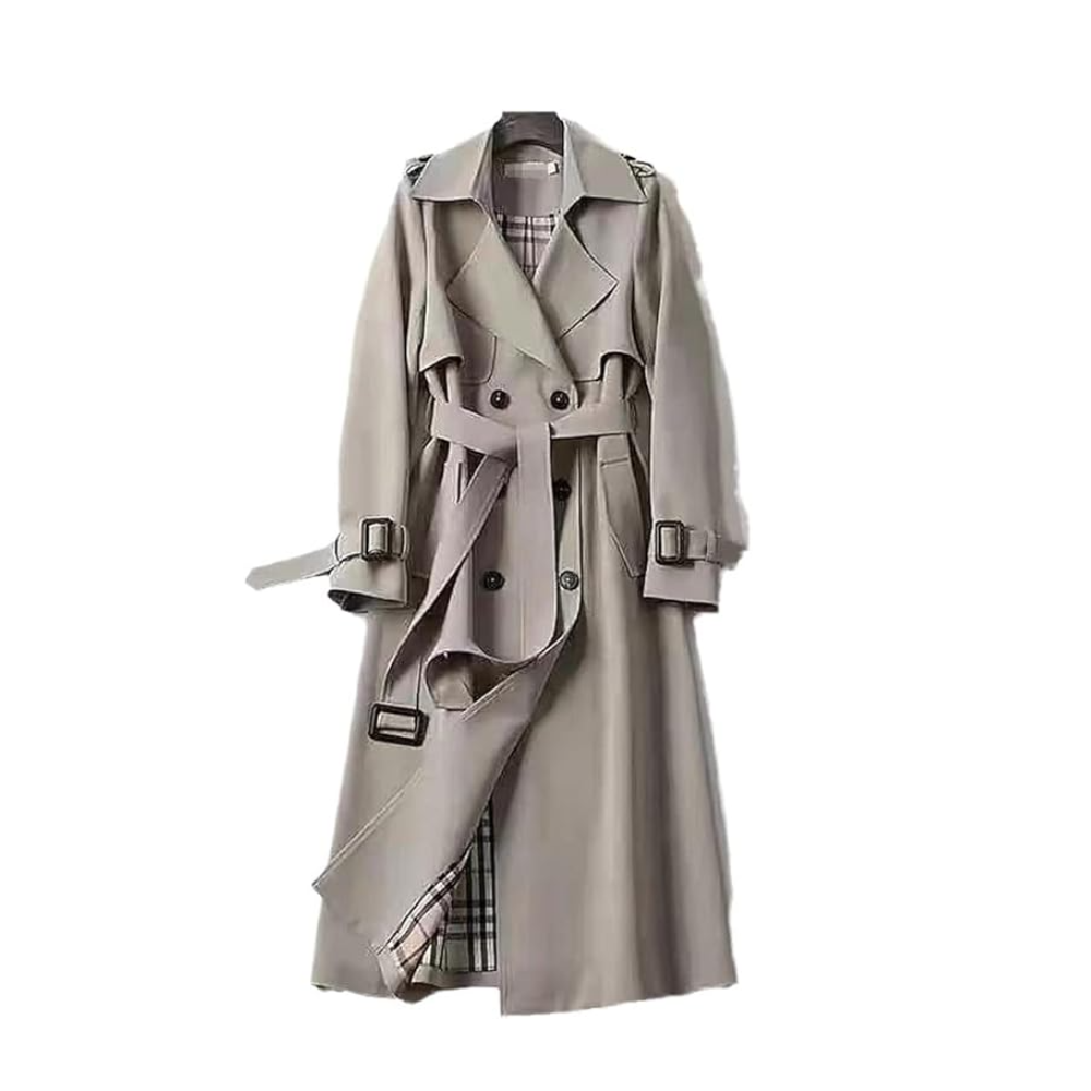 Dames Regenbestendige Lange Trenchcoat Met Ceintuur