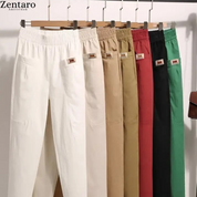 Dames Verfijnde Pantalon met Elastische Taille en Zakken