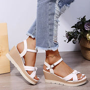 Orania Sandals | Knot Detail Wedge Sandals with Buckle Strap