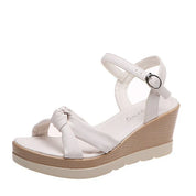 Orania Sandals | Knot Detail Wedge Sandals with Buckle Strap