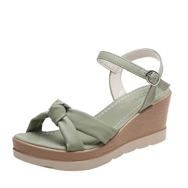 Orania Sandals | Knot Detail Wedge Sandals with Buckle Strap