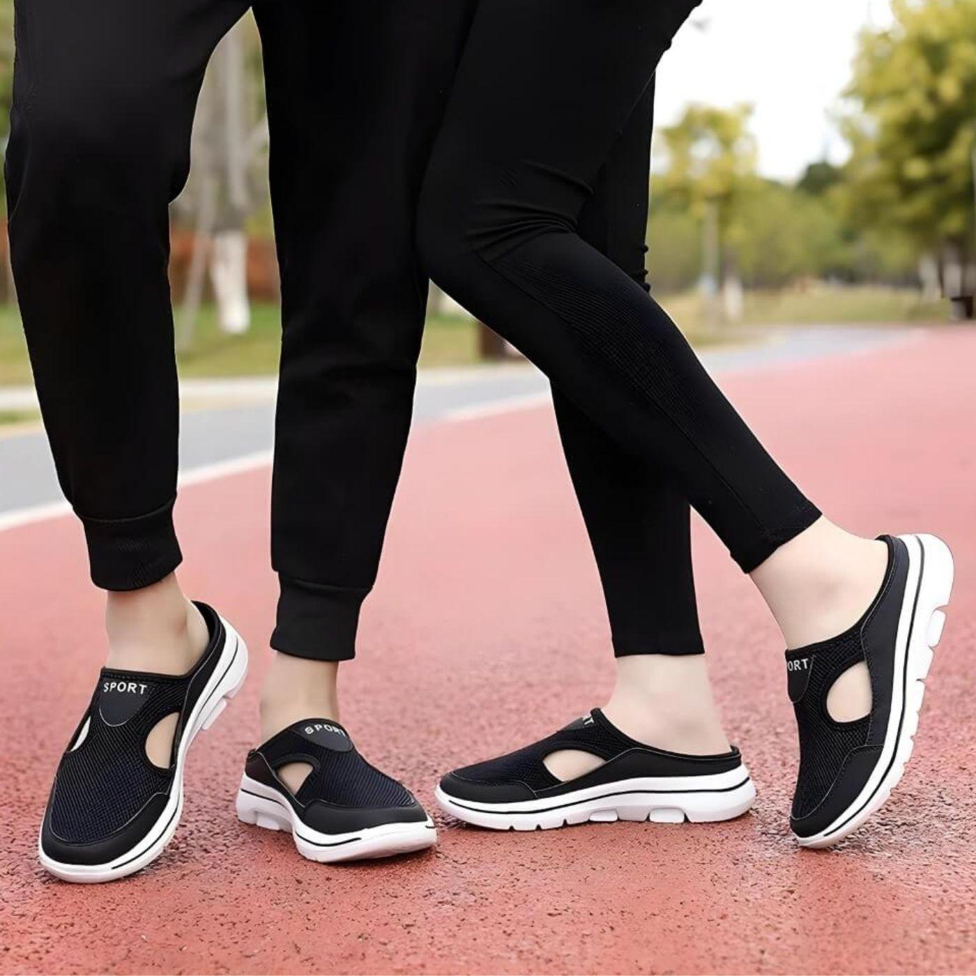 Sporty Mesh Slip-Ons with Open Sides and Flexible Sole