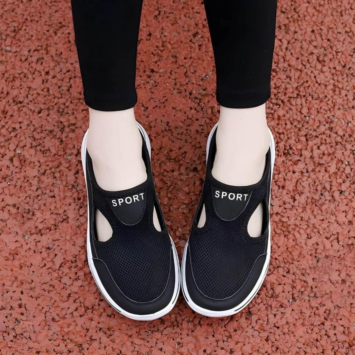 Sporty Mesh Slip-Ons with Open Sides and Flexible Sole